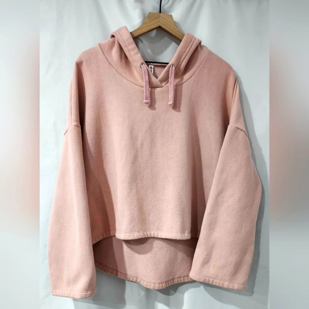 Fabletics Womens Hoodie Sweatshirt L Light Pink Oversized High Low Athleisure